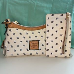 Dooney & Bourke Mini East/West Slouch Hobo Bag, & Wristlet EUC